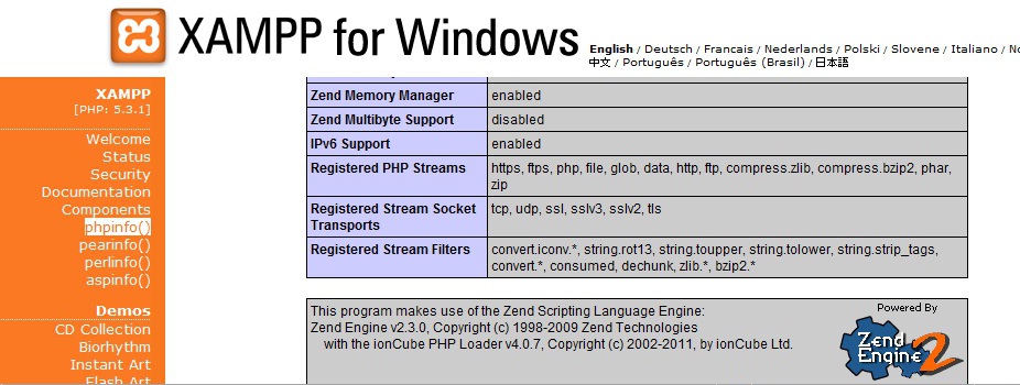 info php Konfigurasi server Localhost Windows (XAMPP)